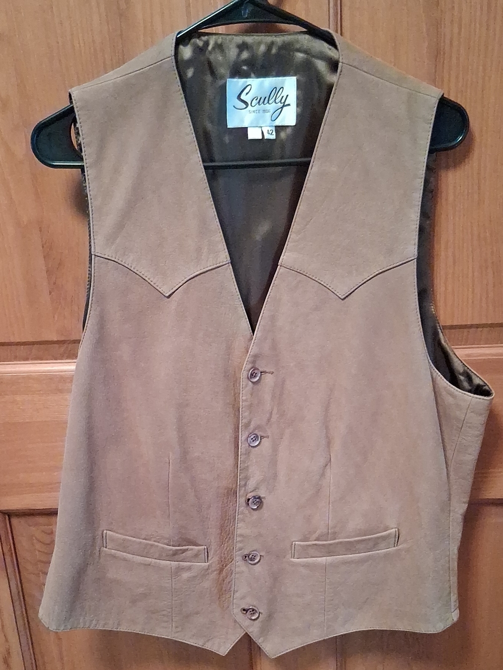 Scully Men's Tan Western-Style Button Vest LEATHER 42
